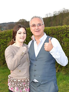 Stockings wearing brunette plays with her teenage cooter