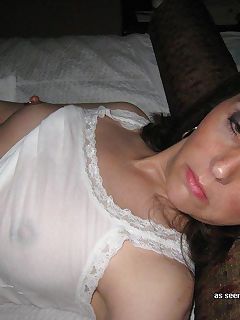 Kinky wife flashes her pierced nips and shows off her shaved cunt