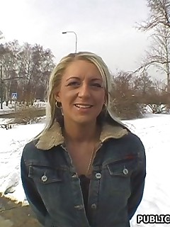 She showed tits and pussy in the park with people watching around